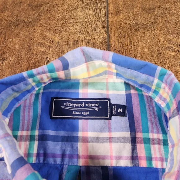 Vineyard Vines Men's Size M Colorful Button Down Plaid Shirt Long Sleeve Preppy - Picture 4 of 8